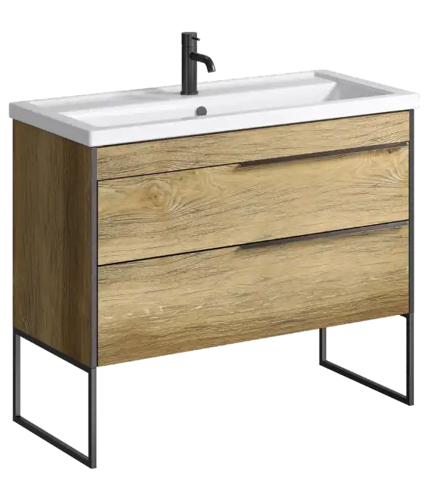 Тумба с раковиной напольная Aqwella Fargo 100 см, FRG0110DB/FRGN440, цвет Дуб балтийский фото 1