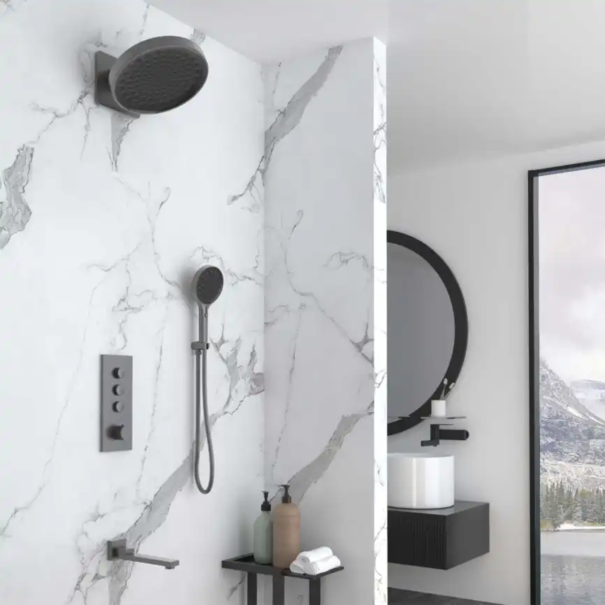 Душевая система  Vincea  VSFW-433TI3GM VSFW-433TI3GM  с термостатом, встраиваемая, вороненная сталь фото 1