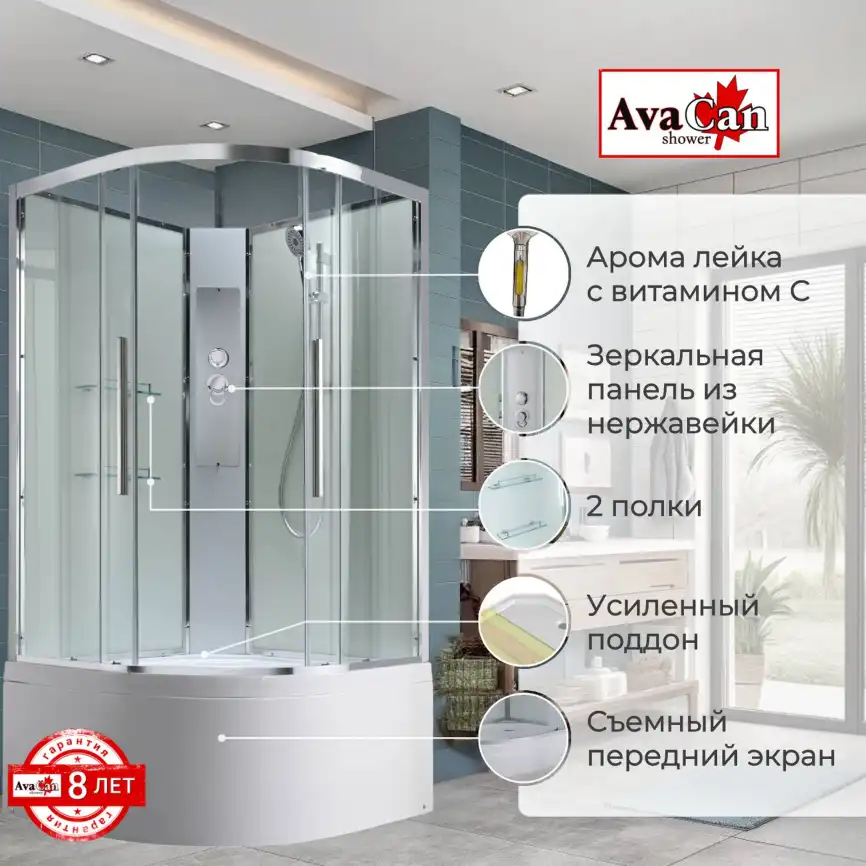 Душевая кабина AvaCan EM5090NT 90x90 см, высокий поддон, без крыши фото 2