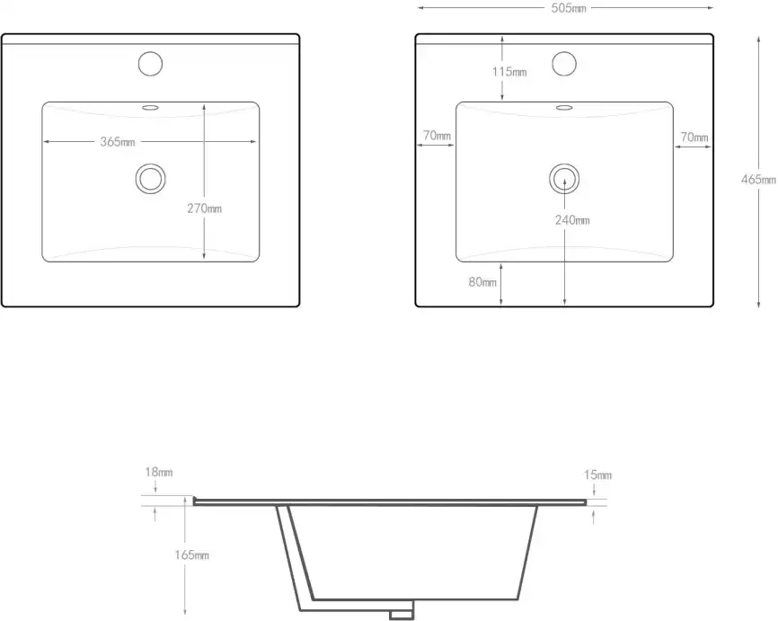 Раковина Aquanet Flat 50 303190 прямоугольная, Белая глянцевая фото 2