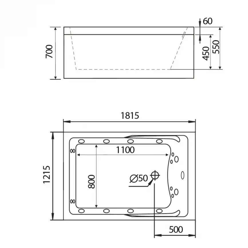 Акриловая ванна Gemy G9061 B L 181х121 с гидромассажем, левая фото 3