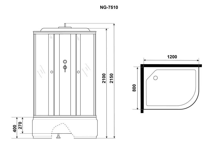 Душевая кабина Niagara Eco 120х80х215 NG-7510-14L высокий поддон, без гидромассажа фото 4