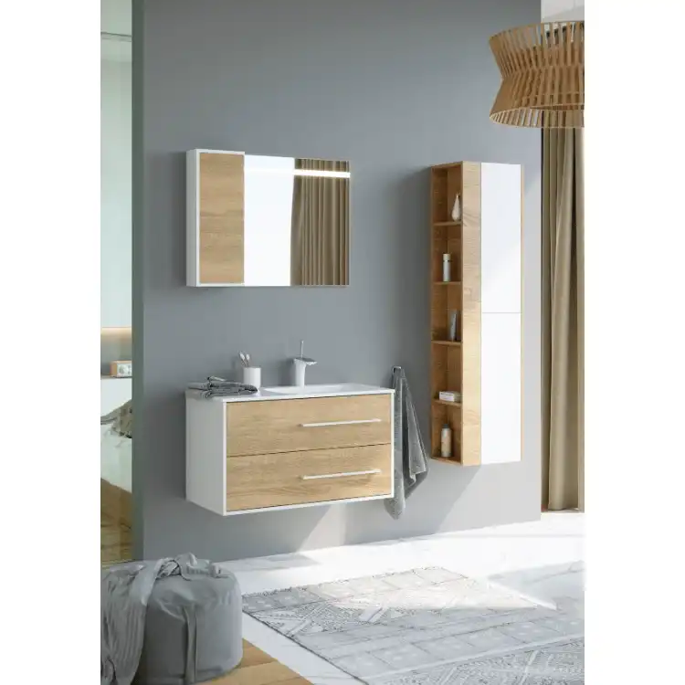 Тумба с раковиной подвесная Aqwella 5 Stars Miami 90 см, Mai.01.09/R, цвет Дуб сонома фото 4