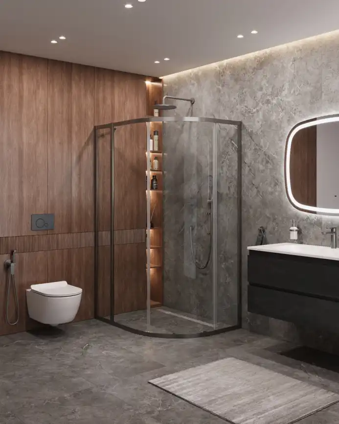 Душевой уголок CEZARES MOLVENO-RH-1-110/90-C-GM-IV стекло Прозрачное, профиль Оружейная сталь фото 1