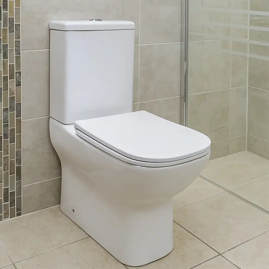 Унитаз-компакт Azario VARO AZ-2171 напольный, безободковый, в комплекте с бачком и сиденьем микролифт, Белый глянцевый фото 15