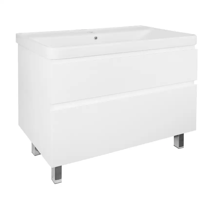 Тумба с раковиной Azario Мила 100 CS00089954, напольная, Белая глянцевая фото 1