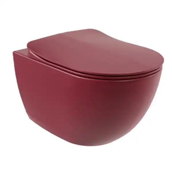 Унитаз подвесной безободковый Creavit Free FE322-11BR00E-0000 с сиденьем микролифт Берри матовый фото 1