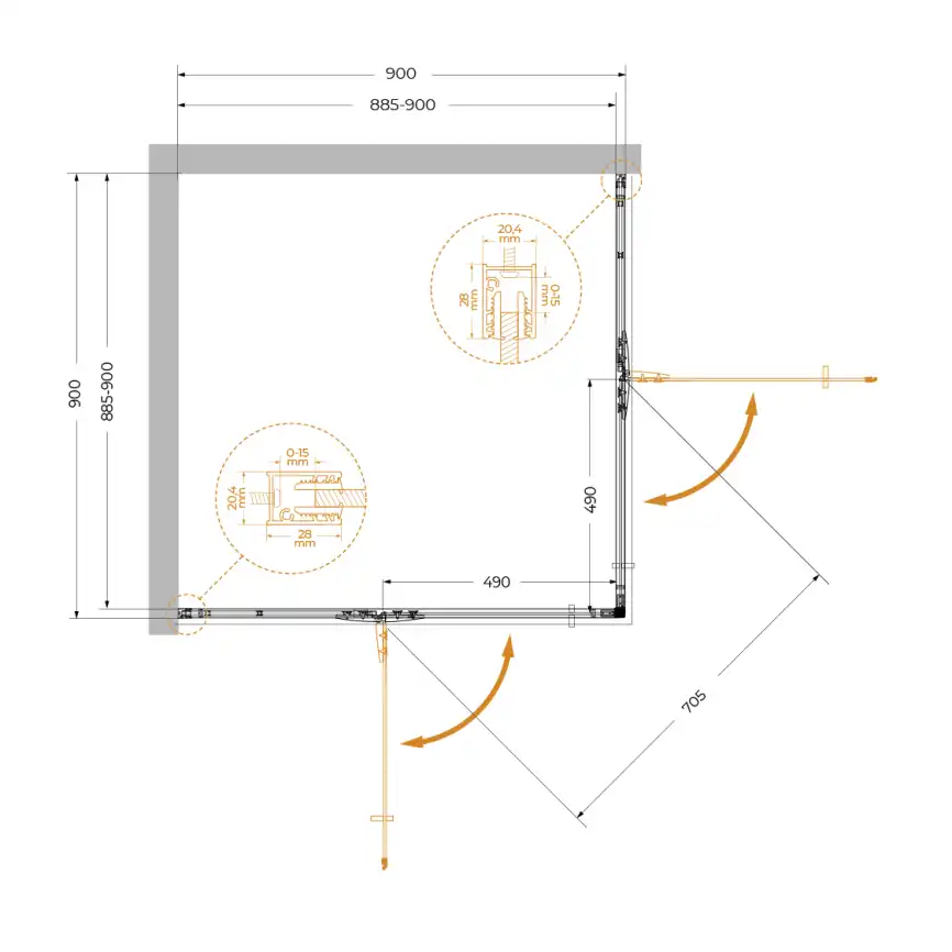 Душевой уголок Cezares LINER-A-2-90-C-Cr профиль Хром, стекло Прозрачное фото 2