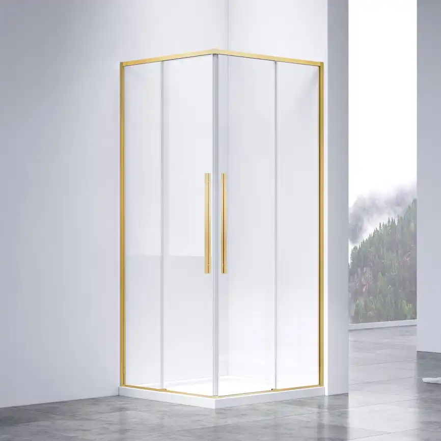 Душевой уголок Vincea Slim-N 100х90 VSS-4SN9010CLG, дверь раздвижная, профиль брашированное золото, стекло прозрачное фото 1