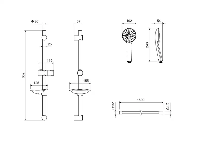 Душевой гарнитур Aquatek БЕТТА AQ2015MB, Черный матовый фото 2