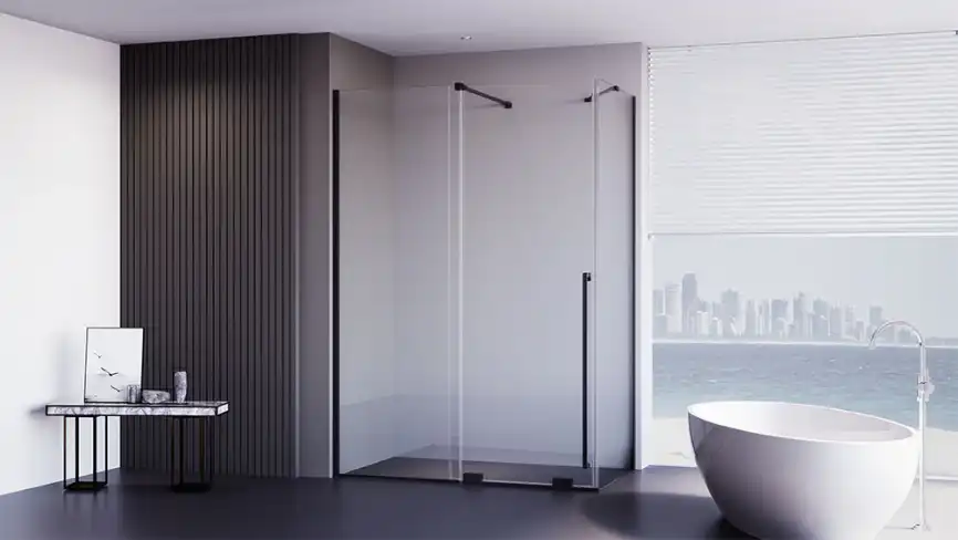 Душевой уголок  Veconi Premium Trento 110х80 PTC50-SP-11080-B-01-C4, стекло Прозрачное профиль Черный фото 1