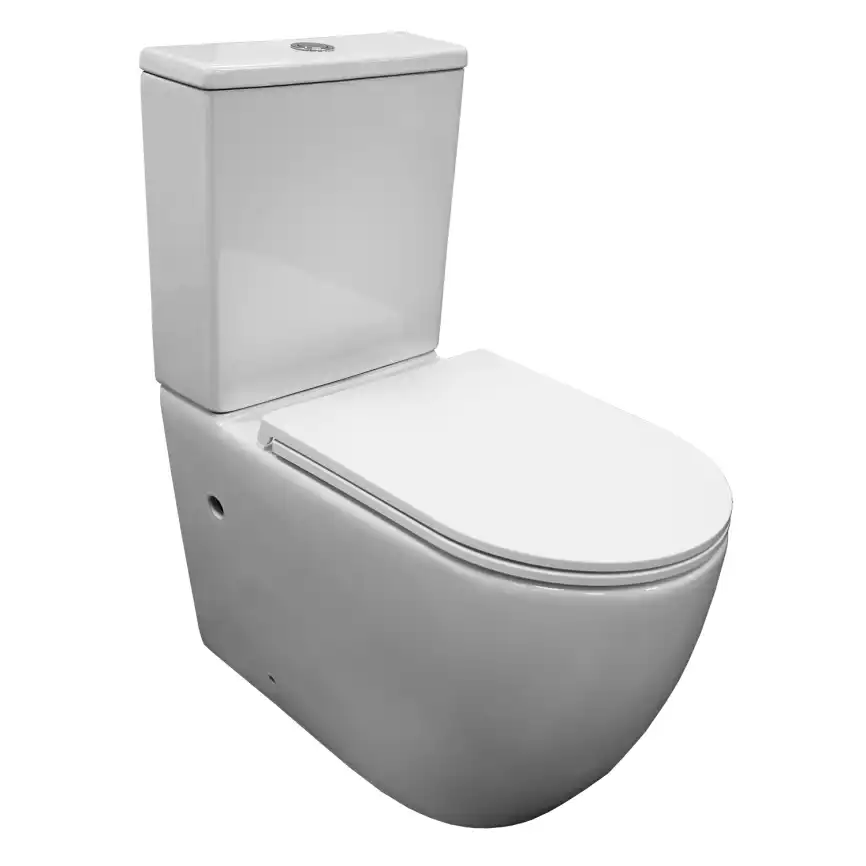 Унитаз напольный Azario VERONA AZ-8301 безободковый, смыв Торнадо, с бачком и сидением микролифт, Белый глянцевый фото 1