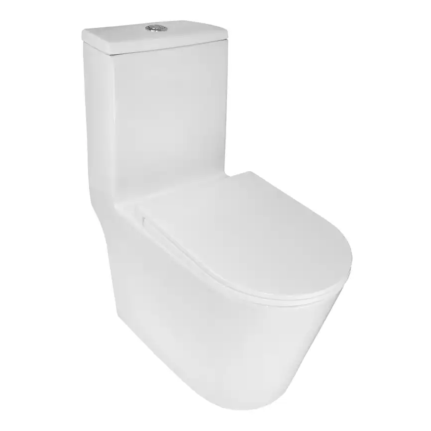 Унитаз-моноблок Azario SCALA AZ-8101 безободковый, смыв Торнадо, в комплекте с сиденьем микролифт, Белый глянцевый фото 2