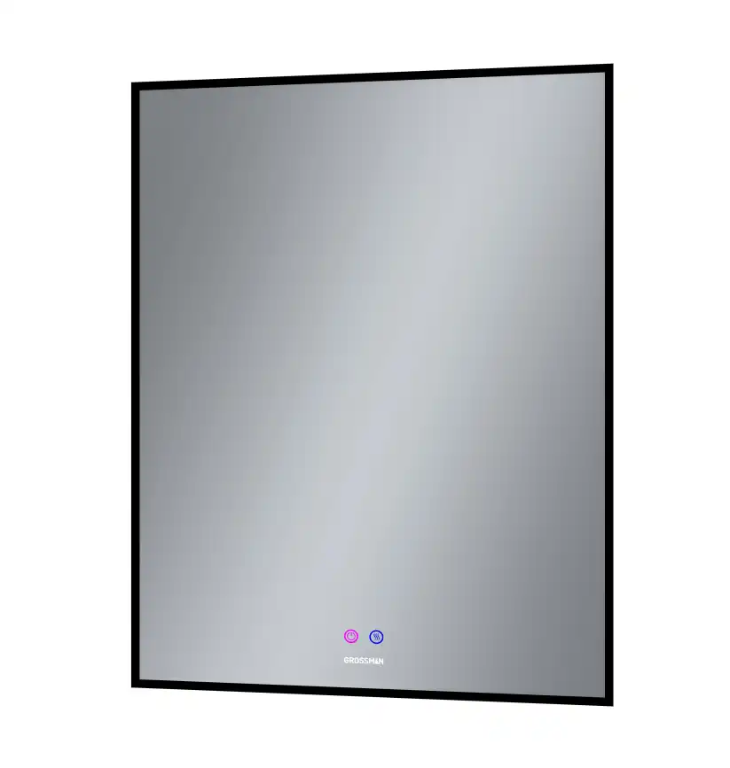 Зеркало Grossman PRAGMA-норма BLACK 70х80 1870802 с подстветкой, сенсорный выключатель, с подогревом, Черный матовый фото 1