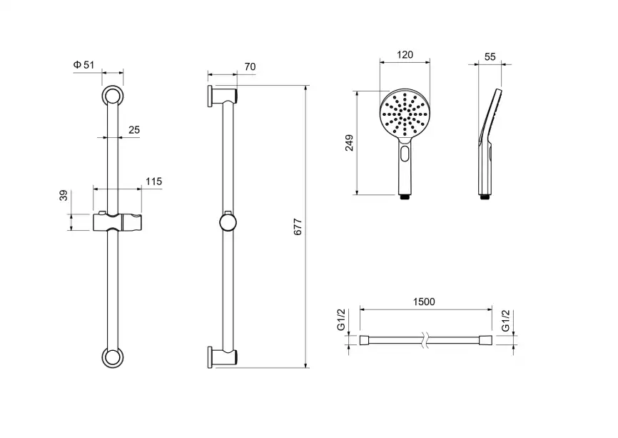 Душевой гарнитур Aquatek ОБЕРОН AQ2016MB, Черный матовый фото 2