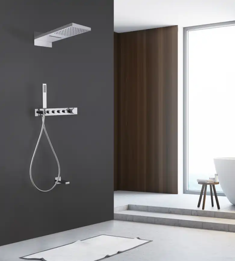 Душевая система ABBER Rund AF8753 скрытого монтажа с изливом, термостат, хром фото 2