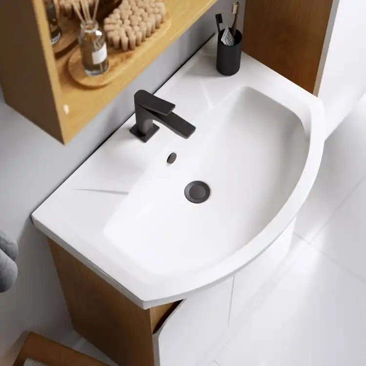 Тумба с раковиной напольная Aqwella Basic 60 см, BAS0106DZ, цвет Дуб золотой фото 5