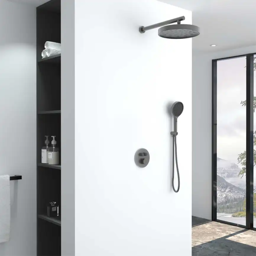 Душевая система  Vincea Inspire VSFW-3I22MT2GM VSFW-3I22MT2GM  с термостатом, встраиваемая, вороненная сталь фото 1