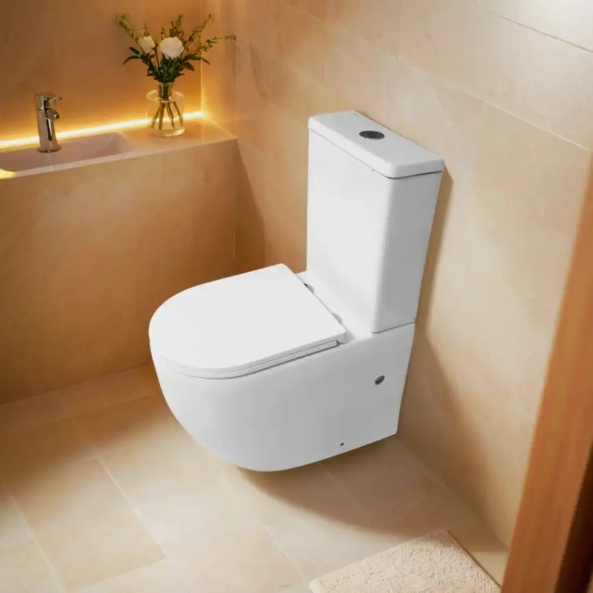 Унитаз-компакт Azario Blanco AZ-T003B-R напольный, безободковый, в комплекте с бачком и сиденьем микролифт, Белый глянцевый фото 12
