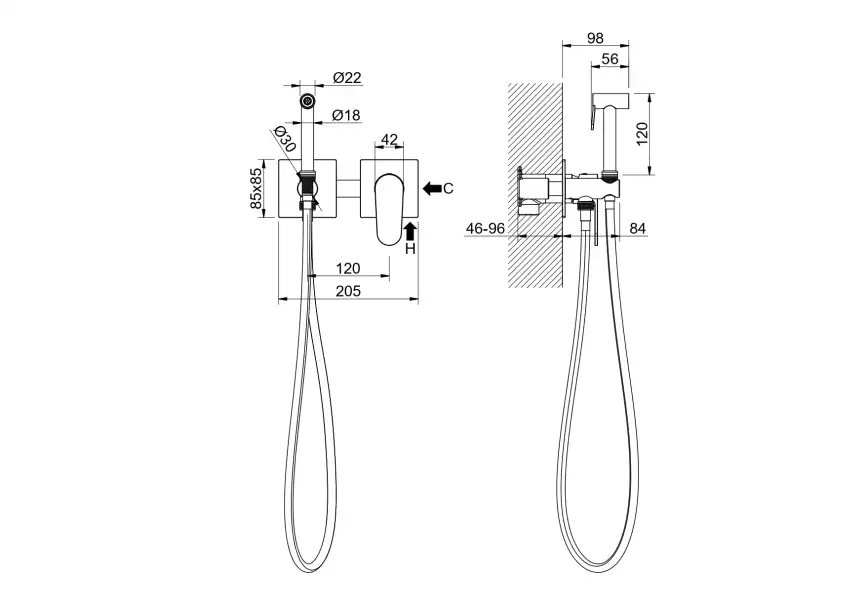 Смеситель с гигиеническим душем Aquatek Оберон AQ1220BG, Золото матовое фото 3