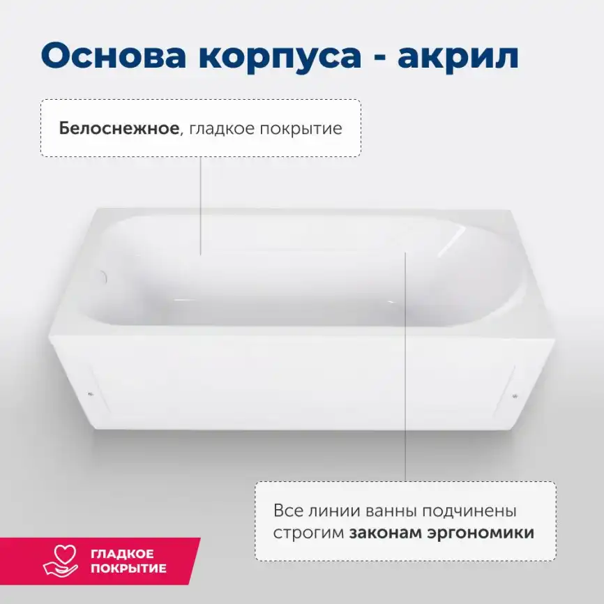 Акриловая ванна Aquanet West New 170х70 (240463), на каркасе, белая фото 10