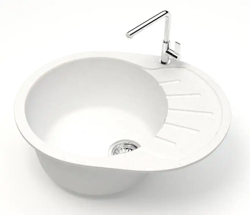 Кухонная мойка AZARIO Light 575х440х215) искусственный мрамор, цвет Белый (CS00079917) фото 2