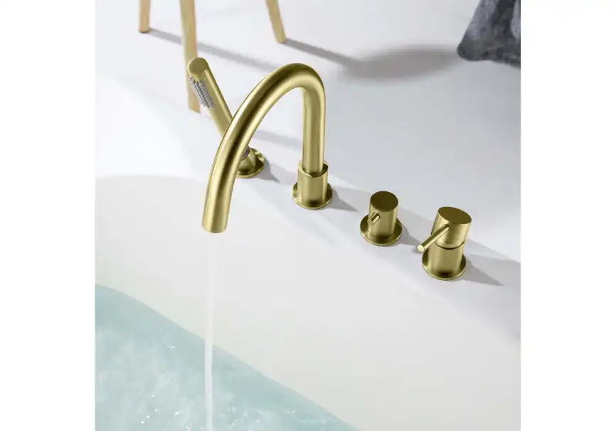 Смеситель на борт ванны Aquatek Европа AQ1348BG, Золото матовое фото 7