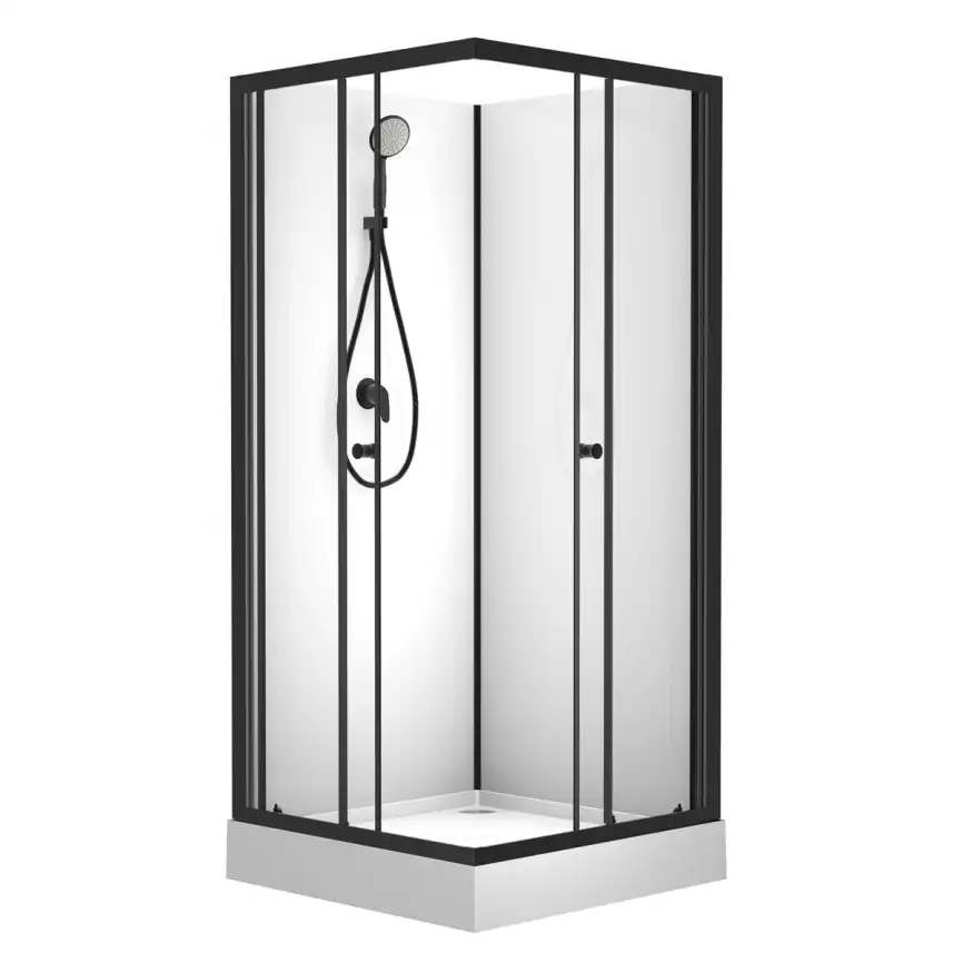 Душевая кабина Loranto 90х90 низкий поддон, прозрачное стекло, профиль Черный, CS-21801 фото 2