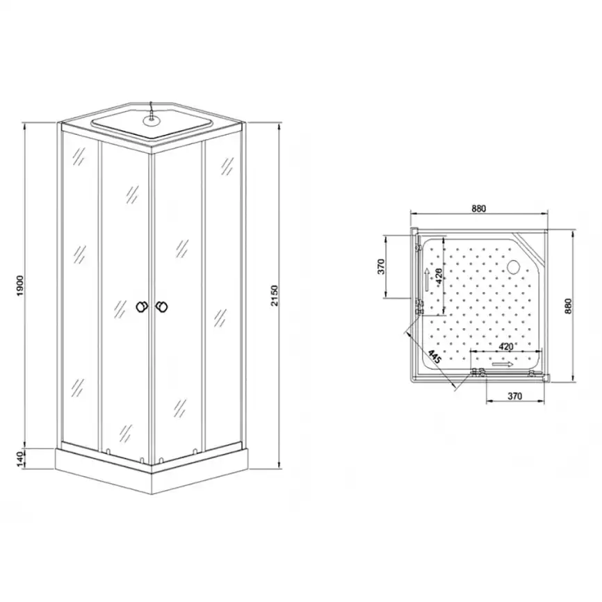 Душевая кабина Loranto 90х90, низкий поддон, Матовое стекло, CS-992EBTM/W-90 фото 3