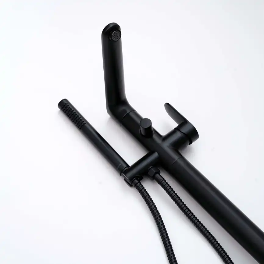 Напольный смеситель для ванны Aquatek Ника AQ1845MB, Черный матовый фото 7