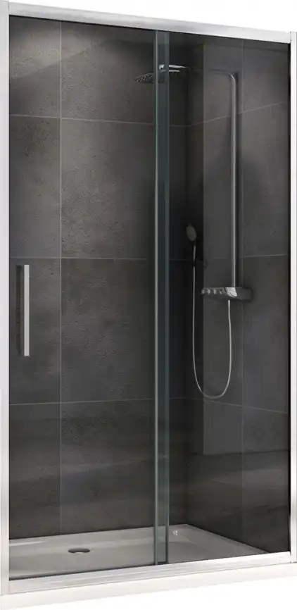 Душевая дверь Abber Schwarzer Diamant 110 см, AG30110H, профиль Хром, стекло Прозрачное фото 1