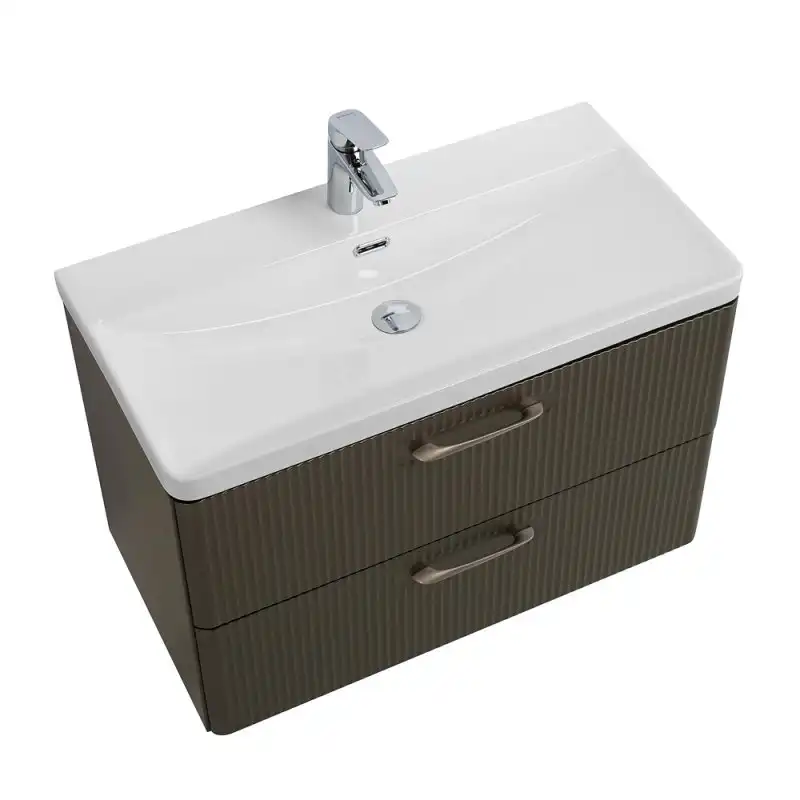 Тумба под раковину BelBagno DUE-600-2C-SO-GM-P подвесная Оружейная сталь фото 2