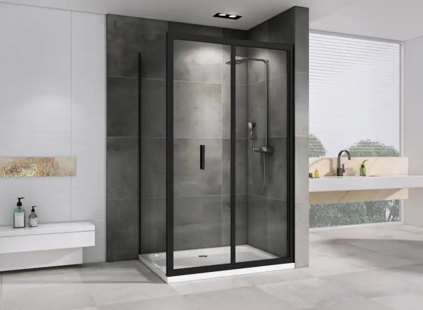 Душевой уголок ABBER Sonnenstrand 90х90 см, AG07090B-S90B, профиль черный, стекло прозрачное фото 2