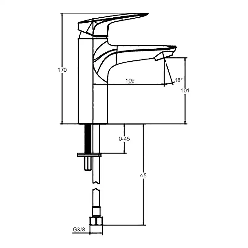 Смеситель для раковины Jacob Delafon Elite E32908-CP, однорычажный, цвет Хром фото 4