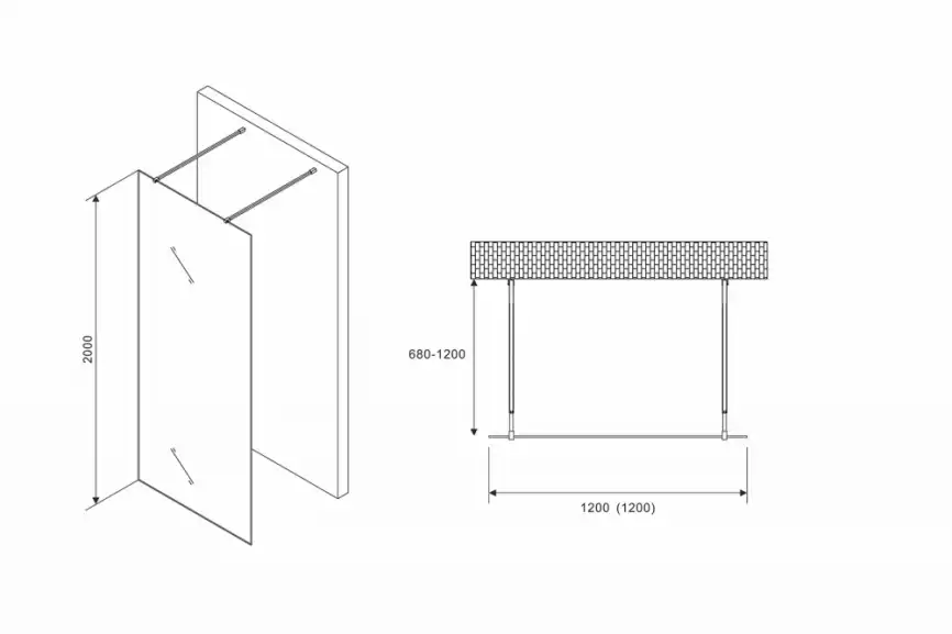 Душевая перегородка Abber Immer Offen 120 см, AG68120B8, профиль Черный, стекло Прозрачное фото 4
