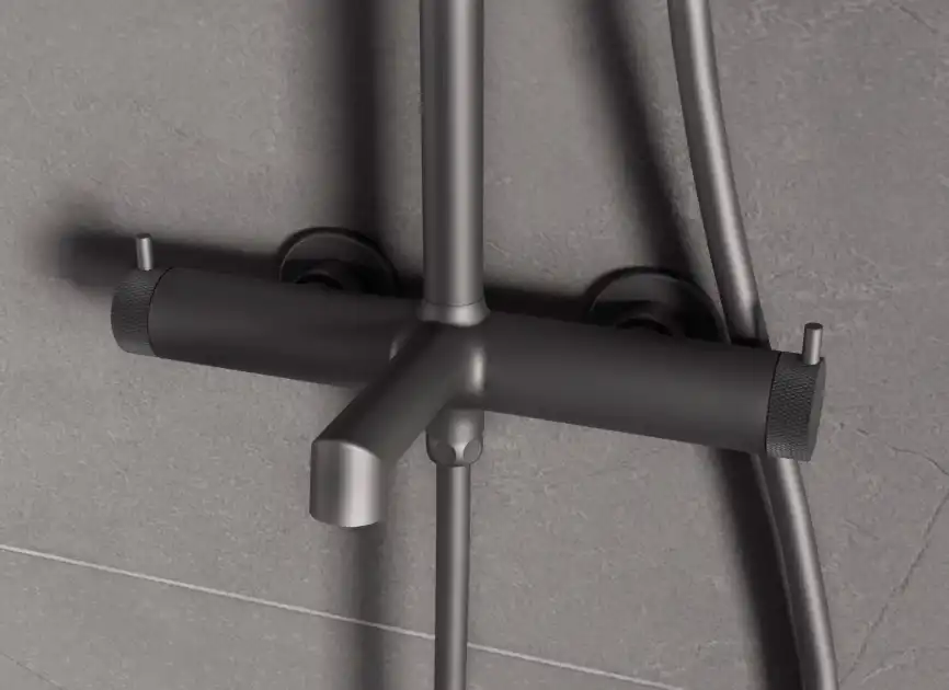 Душевая система  Vincea Rim VSFS-2RM1GM VSFS-2RM1GM для ванны с изливом, вороненая сталь фото 2