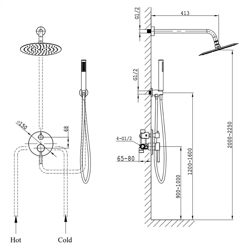 Встраиваемая душевая система AVS SLIMMER 811-121-MWS, белый матовый фото 13