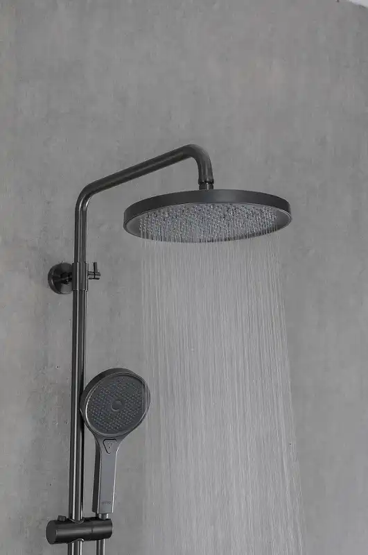 Душевая система Gappo G2495-79 с тропическим душем и термостатом, Оружейная сталь фото 10