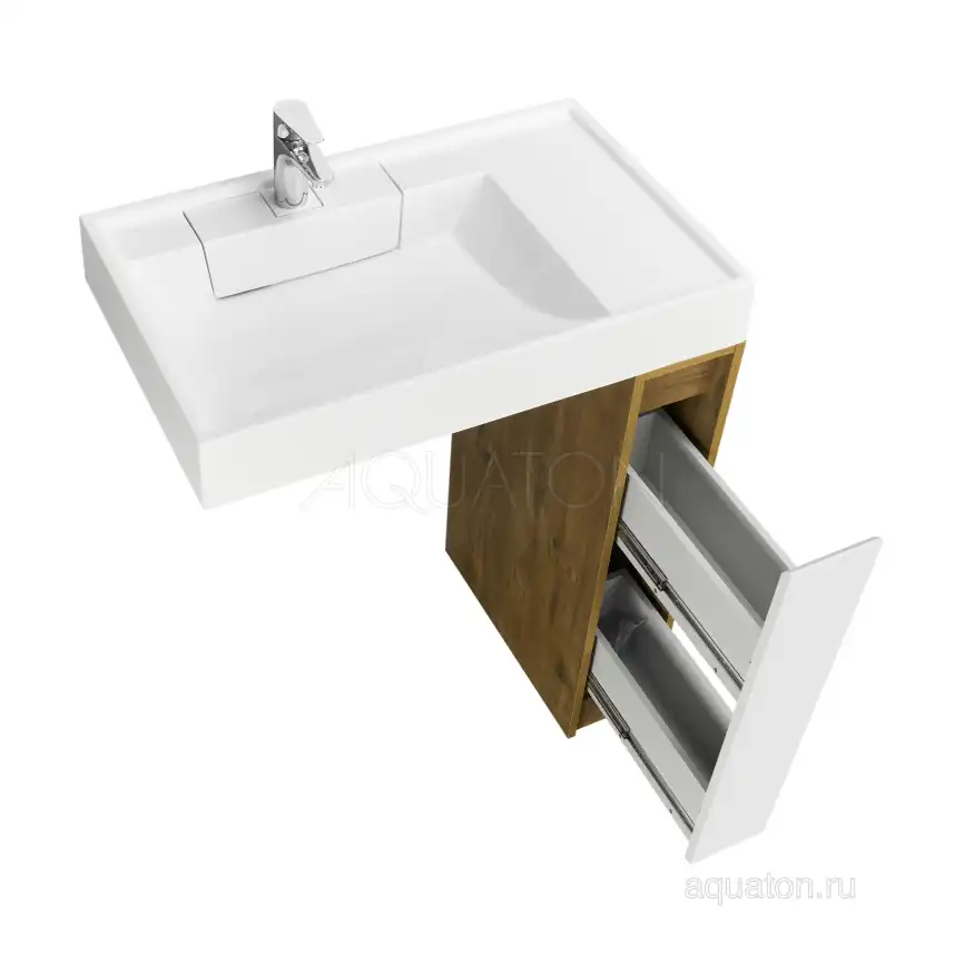 Тумба под раковину Aquaton Лондри 80 под стиральную машину без фасада 1A267101LHDR0 напольная цвет, дуб рустикальный фото 9