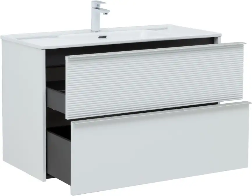 Тумба под раковину Aquanet Вита 100 белый матовый, подвесная, 330474 фото 7