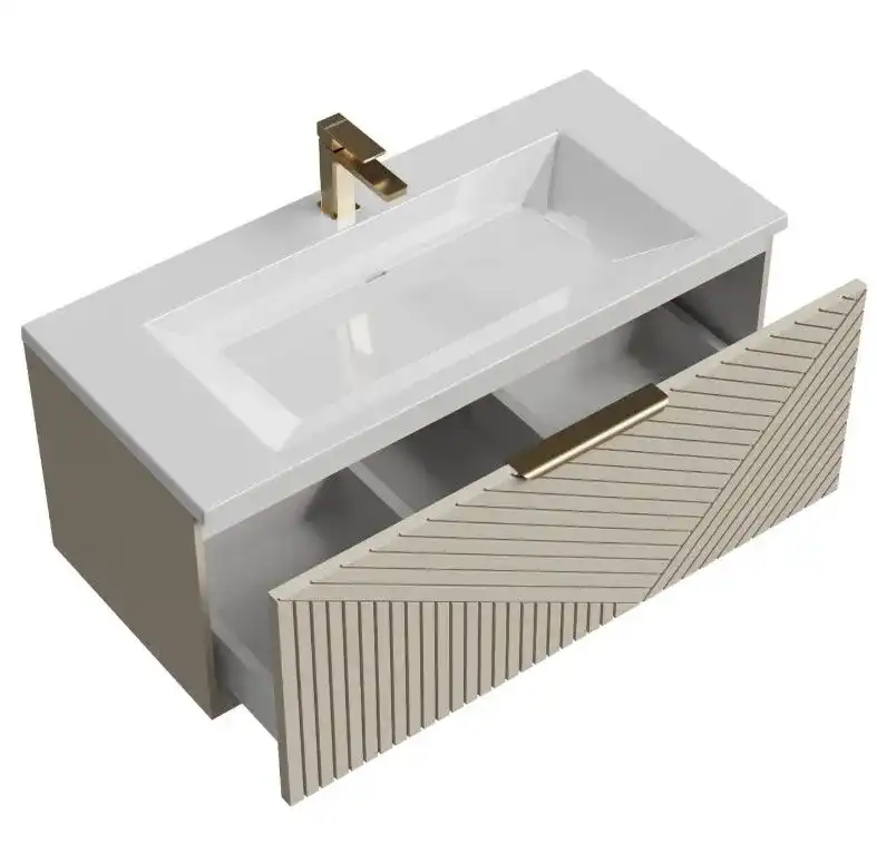 Тумба под раковину Grossman Блисс 100 подвесная, бежевый матовый (1010049) фото 2