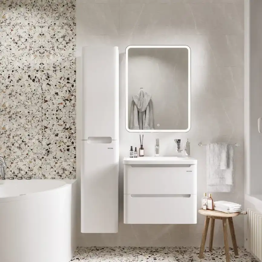 Шкаф-пенал для ванной Grossman Адель 32 подвесной, белый глянцевый (303201) фото 3