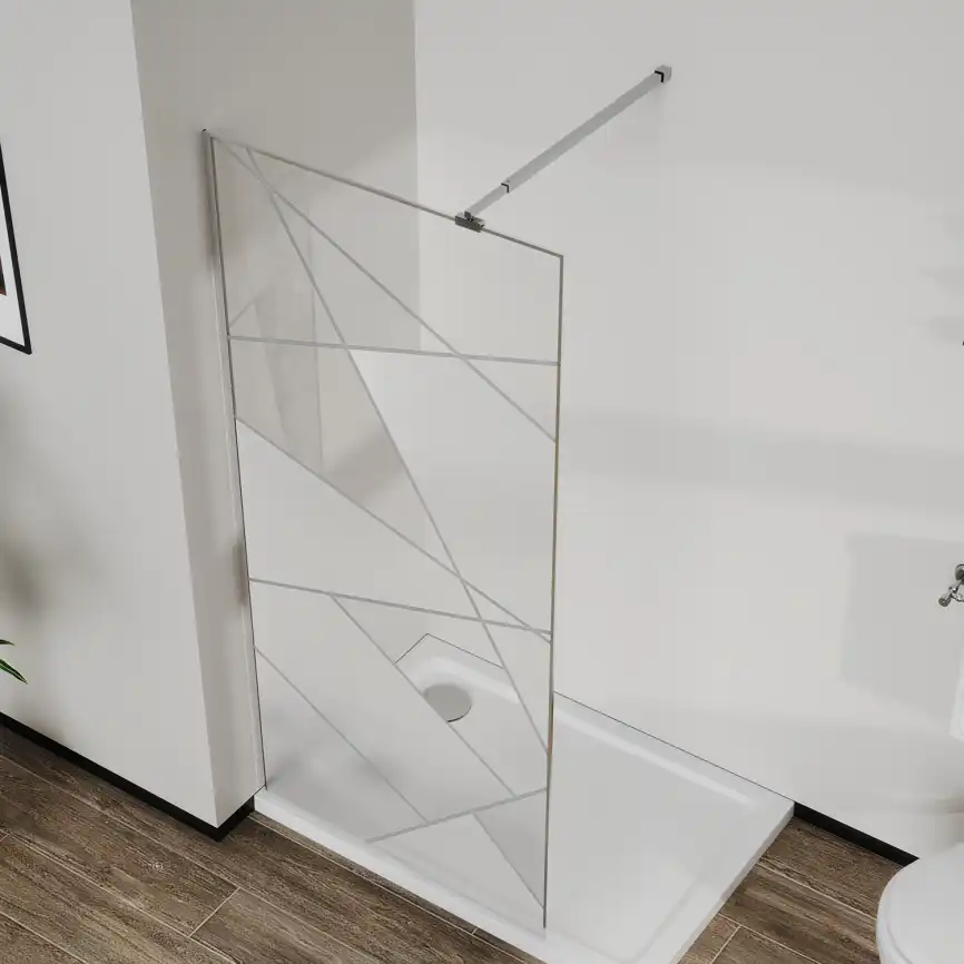 Душевая перегородка Azario 100 AZ-271-100-MB-CGP, профиль черный матовый, стекло Прозрачное, с графическим принтом фото 6