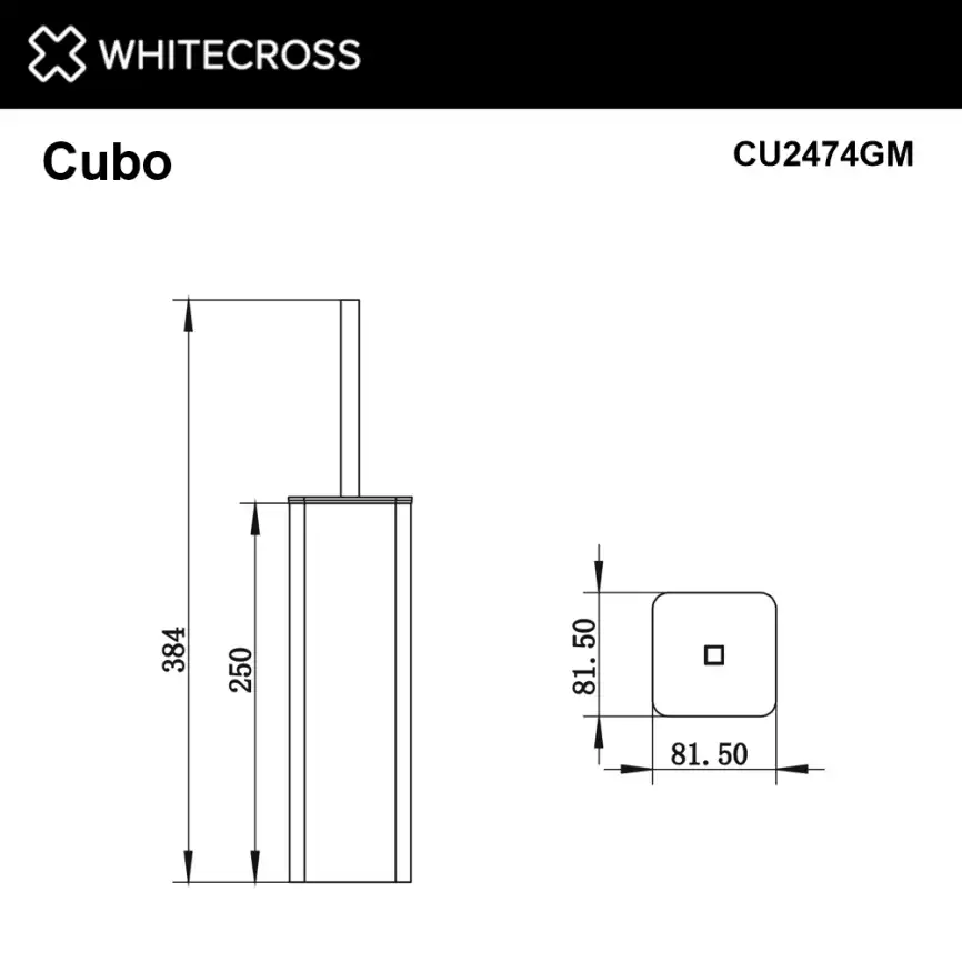 Ершик для унитаза Whitecross CUBO gunmetal, CU2474GM, Оружейная сталь фото 2