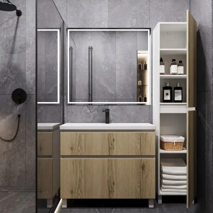 Тумба с раковиной FAURAplus Аврора 80-2, напольная (Раковина Classica 80) Фасад Дуб Элвезия фото 2