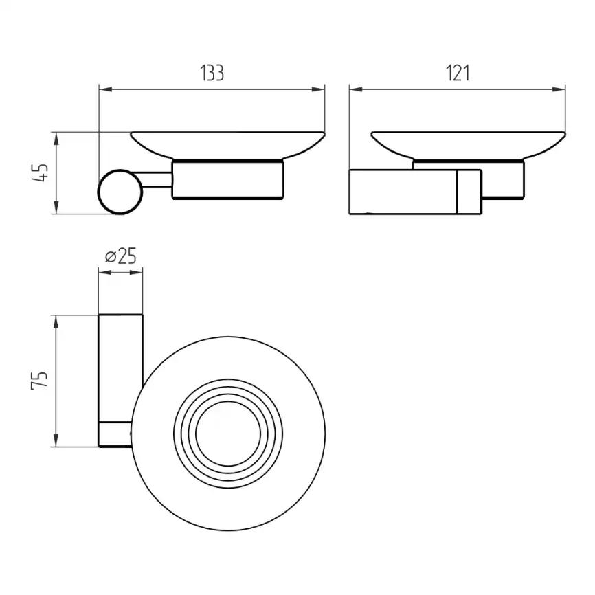 Мыльница подвесная AVS Seeme с чашей, оружейная сталь фото 2