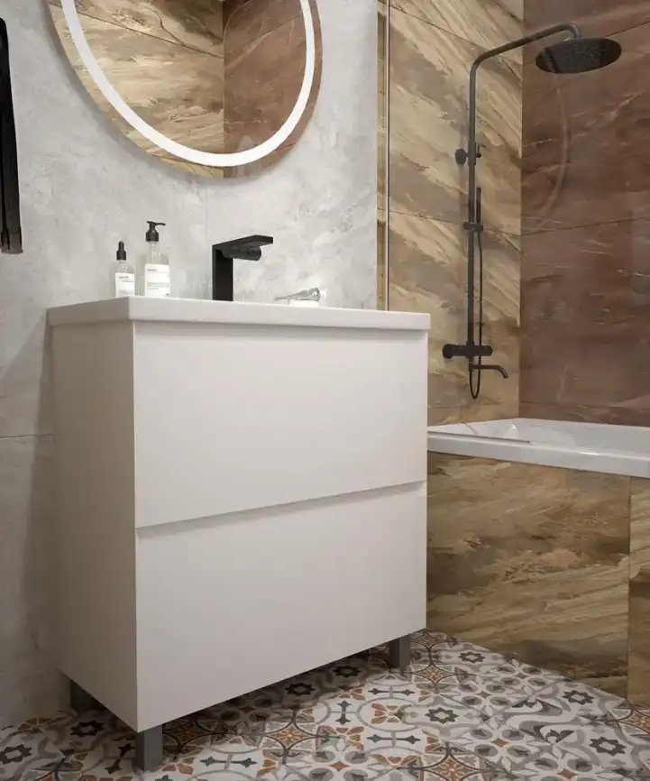 Тумба с умывальником Aura Vanessa 60-2 напольная (раковина Classica 60) Белая фото 10