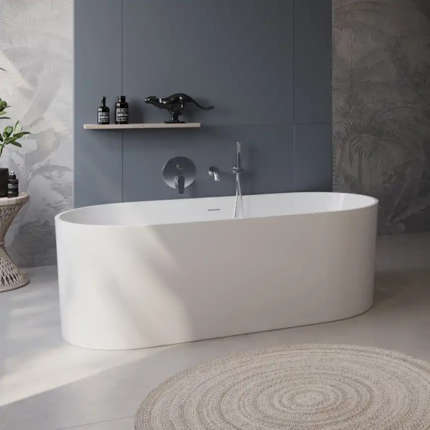 Акриловая ванна BELBAGNO BB705-1700-800 овальная, отдельностоящая, Белая фото 6