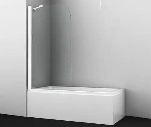 Шторка для ванны WasserKRAFT Leine 35P 80 см, 35P01-80WHITE Fixed, профиль Белый, стекло Прозрачное фото 1