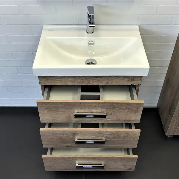 Тумба с умывальником Comforty Никосия 60Н Дуб темный, 00-00008852 фото 3